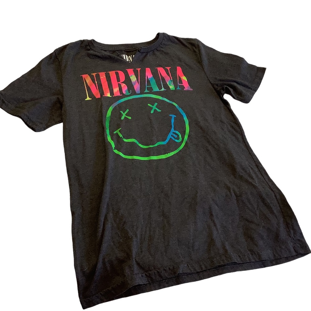 Black Nirvana Tee Cut V Neck